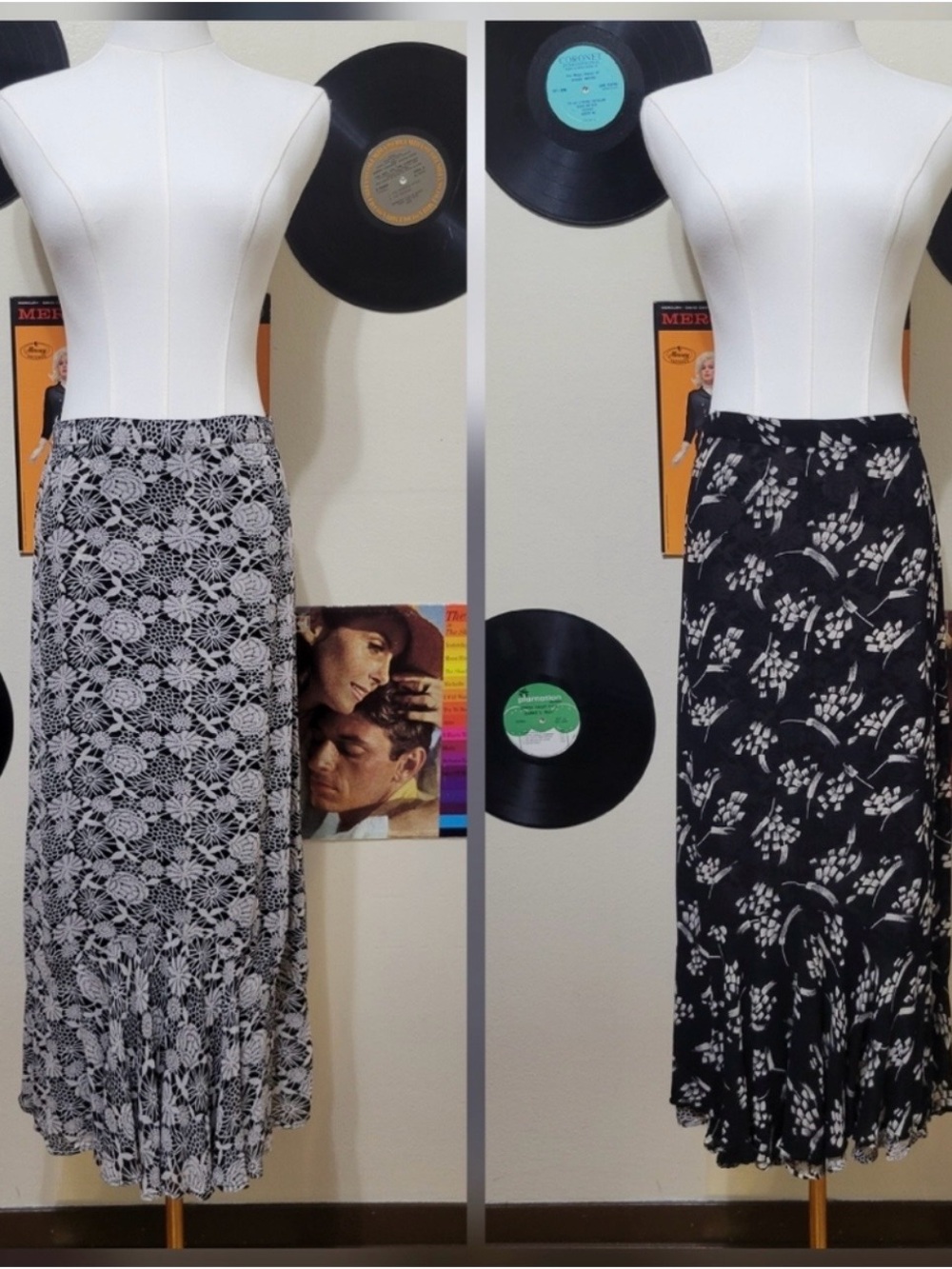 Sarah Arizona | Vintage Reversible Black & White Print Midi Skirt